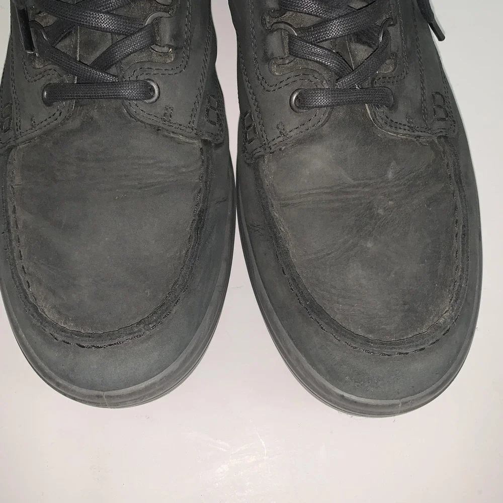 ECCO Boots Mens Size 11 Black Nubuck Combat Ankle Lace Up Casual Shoes